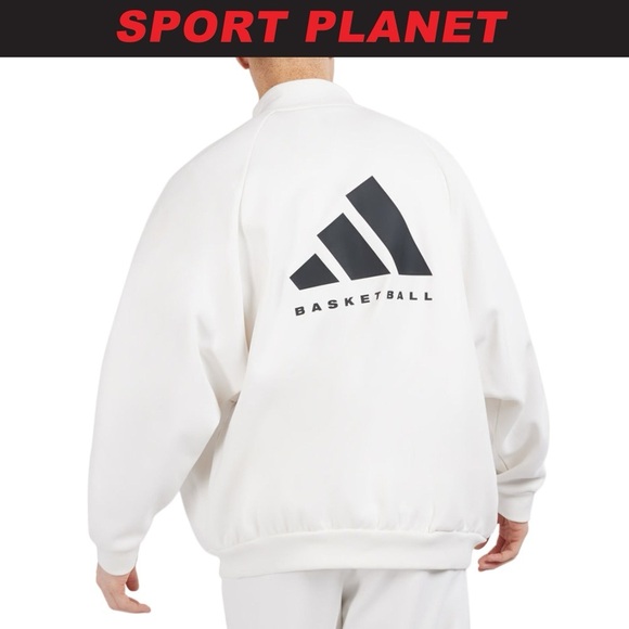 Adidas Men's White Bomber Jacket with Black Logo - Picture 1 of 13